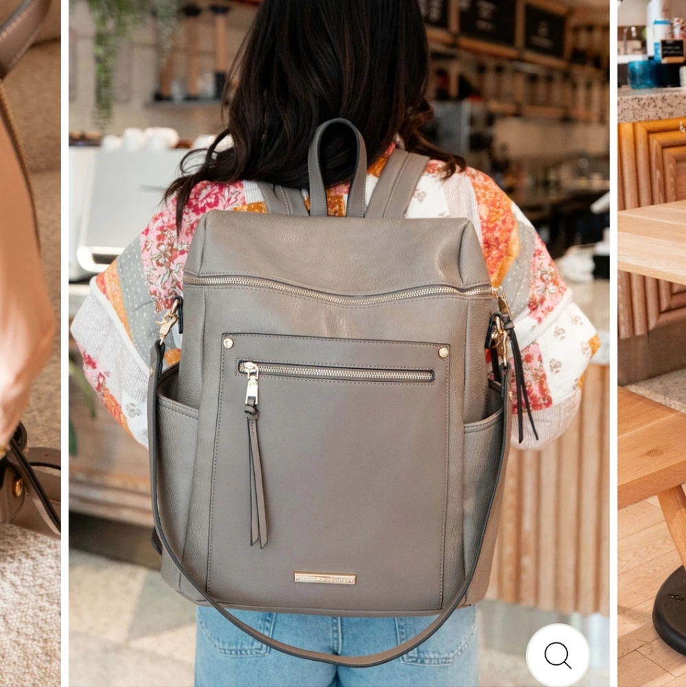 Poppy & Peonies Comutter Backpack Dark Grey